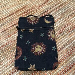 Celestial Themed Black Tapestry Pouch